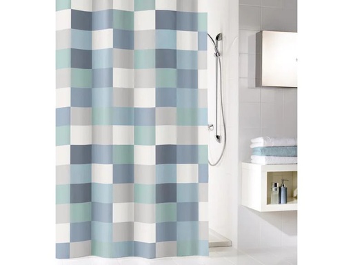 [90184885 1228545] Kleine Wolke Duschvorhang Check 180 x 200 cm, Blaugrau/Grau/Weiss