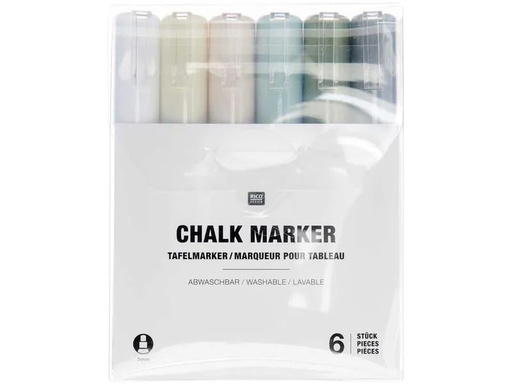 [90184957 1234269] Rico Design Kreidemarker 6 Stück, Mehrfarbig