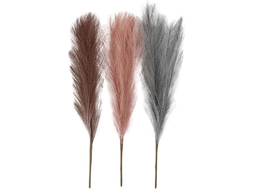 [90185310 1235047] Creativ Company Trockenblumen Pampasgras 50 cm 3 Stück, Rosa, Braun, Grau