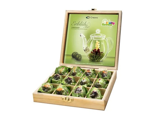 [90185585 1250465] Creano Erblühtee grüner Tee fruity flavor 12er Holzbox