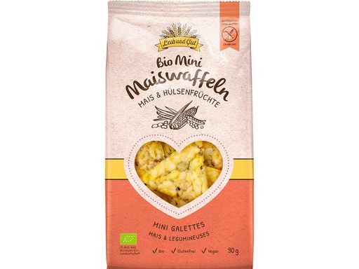[90185840 1256003] Leib und Gut Bio Mini Maiswaffeln Mais und Hülsenfrüchte 90 g