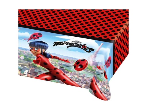 [90027261 1028994] Amscan Tischdecke Miraculous 120 cm x 1.8 m, Rot/Schwarz