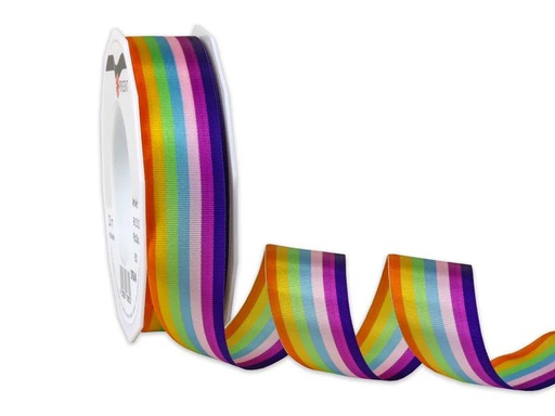 [90186843 1256421] Pattberg Geschenkband Regenbogen 2.5 cm x 20 m, Mehrfarbig