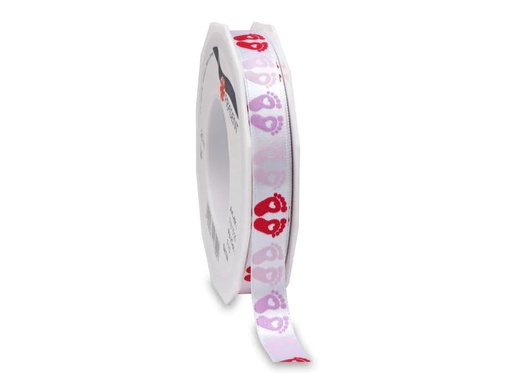 [90186879 1256430] Pattberg Geschenkband Sweet Baby 1.5 cm x 20 m, Rosa/Rot
