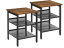 VASAGLE Beistelltisch mit Gitterablagen 2er Set, Braun/Schwarz