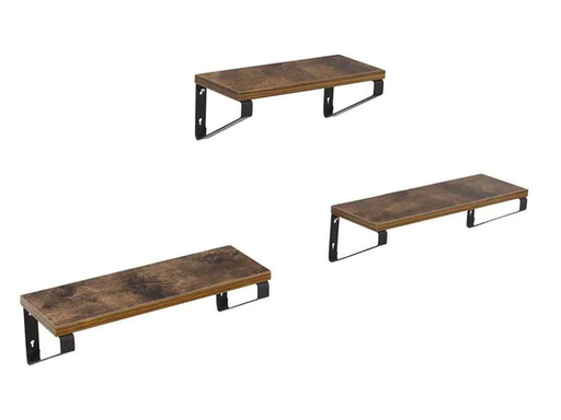 [90187169 1171313] VASAGLE Wandregal 3er Set 30/35/40 x 11 cm/12 cm, Braun/Schwarz