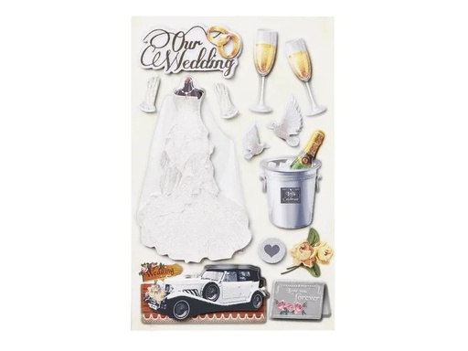 [90187275 1238359] HobbyFun 3D-Sticker Hochzeit 1 Blatt