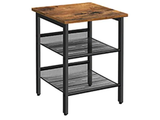 [90187343 1251497] VASAGLE Beistelltisch mit 2 Gitterablagen 40 x 55 cm, Braun/Schwarz