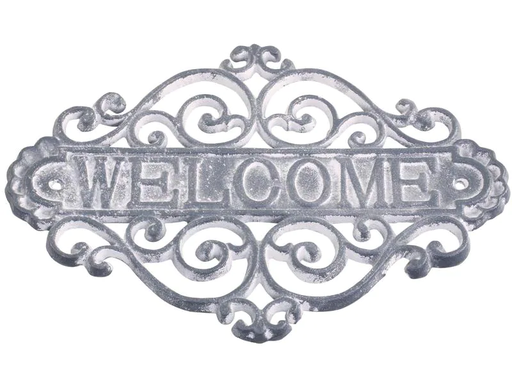 [90187565 1233398] Chic Antique Schild Welcome 20 x 28 cm, Grau
