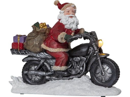 [90188060 1187394] Star Trading LED-Figur Nikolaus auf Motorrad, 26 cm, Rot