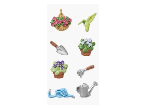 [90188089 1238340] HobbyFun 3D-Sticker Garten mit Klebepunkt 8 Stück
