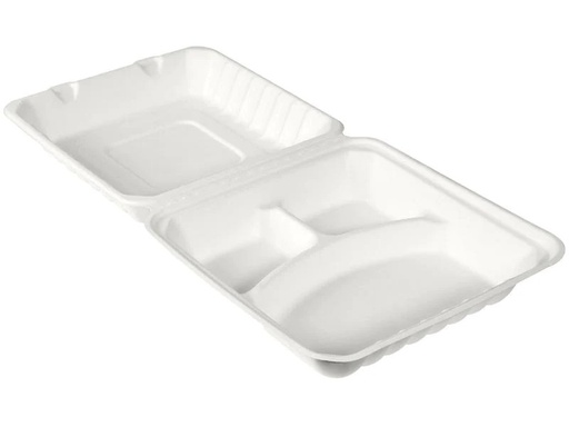 [90188266 1255409] BioPak Menübox 3-Teilung 590 ml, 50 Stück