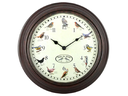 Esschert Design Wanduhr mit Vogelrufen Ø 30.1 cm, Braun/Weiss