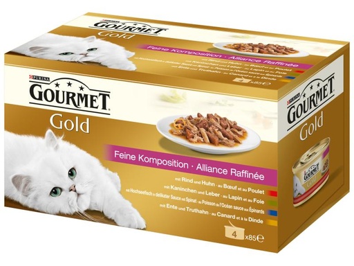 [90028164 589796] Purina Nassfutter Gourmet Gold Feine Komposition, 4 x 85 g