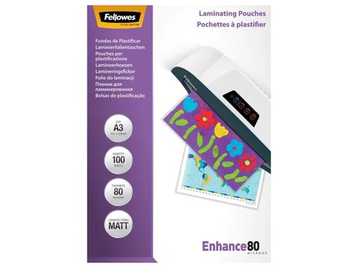 [90028539 415382] Fellowes Laminierfolie A3, 80 µm, 100 Stück, Matt