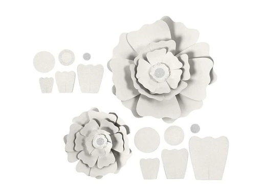 [90028677 723897] Creativ Company Blumen 15 + 25 cm 2 Stück, Weiss