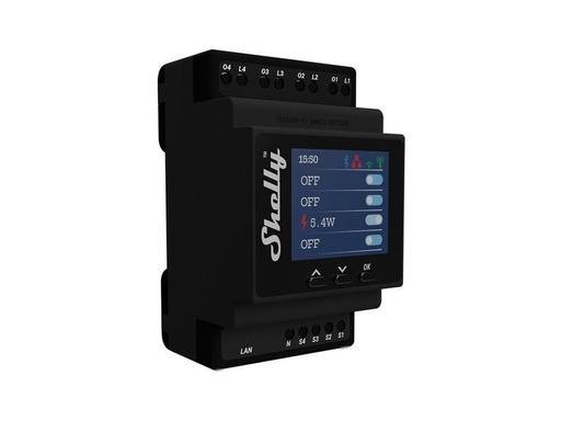 [90191055 1266671] Shelly Pro 4PM LAN und WiFi-DIN-Rail Switch