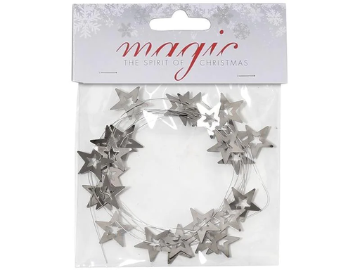 [90191062 1188366] INGES CHRISTMAS DECOR Weihnachtsschmuck Girlande mit Sternen 2 m, Silber