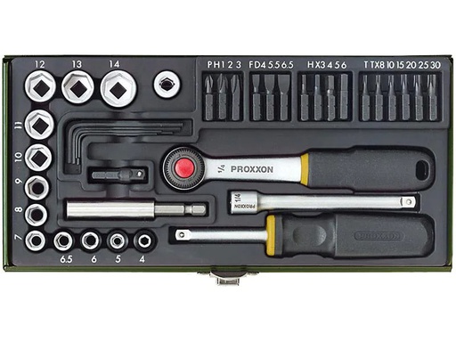 [90191261 1259125] Proxxon Industrial Steckschlüssel-Set 1/4, 39-teilig