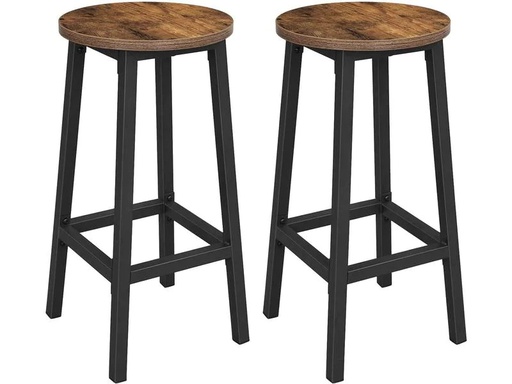 [90191490 1171298] VASAGLE Barhocker rund, 2er Set 32 x 65 cm, Braun/Schwarz