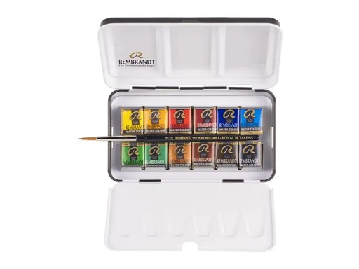 [90192027 1264038] Rembrandt Aquarellfarbe Water colour box 12 Näpfchen, Mehrfarbig