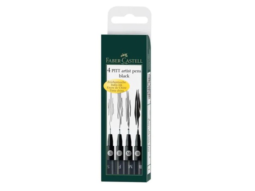 [90028944 847373] Faber-Castell Tuschestift Pitt Artist Pen Schwarz, 4er Etui