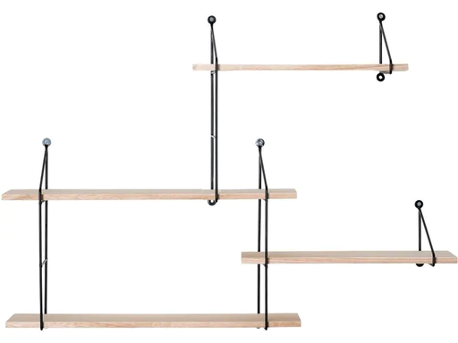 [90195159 1249661] House Nordic Wandregal Harlem 99 x 62 cm, Nature/Schwarz