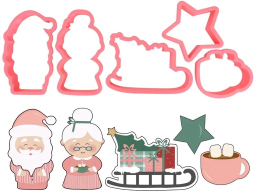 [90195488 1263862] Cut my Cookies Guetzli-Ausstecher Weihnachtsserie Mr &amp; Mrs Santa, 5-teilig