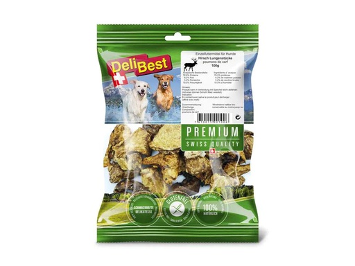 [90195836 1268566] DeliBest Kausnack Premium Hirschlungenstücke, 100 g