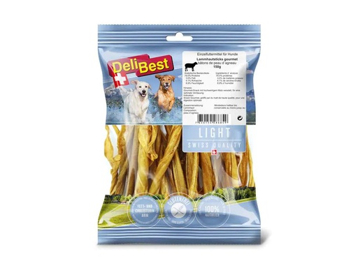 [90195838 1268561] DeliBest Kausnack Light Lammhaut Sticks, 150 g