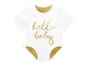Partydeco Papierservietten Hello Baby Strampler 20 Stück, Weiss/Gold