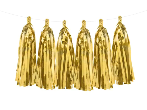 [90197784 1269835] Partydeco Girlande Quasten 1.5 m, Gold, 12 Pompons
