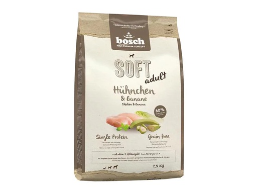 [90197845 1265856] Bosch Tiernahrung Halbfeuchtfutter Soft Adult, Huhn &amp; Banane, 2.5 kg