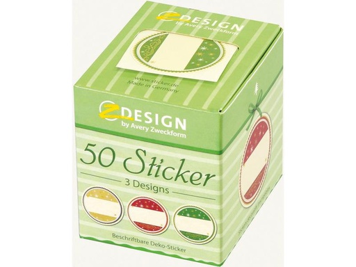[90197930 1273154] Z-Design Sticker auf Rolle Geschenk 50 Stück Grün/Rot/Weiss