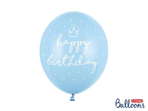 [90197991 1269858] Partydeco Luftballon Happy Birthday Pastellblau Ø 30 cm, 6 Stück