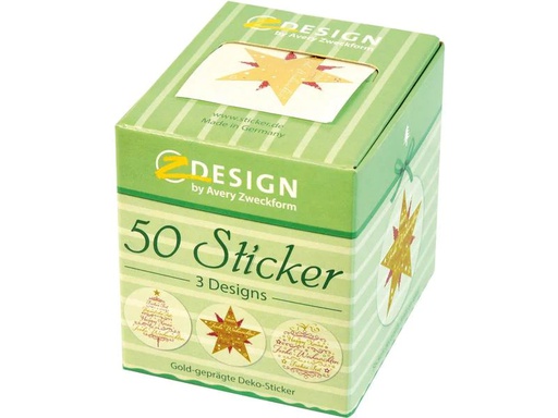 [90198179 1273151] Z-Design Sticker auf Rolle Tannenbaum 50 Stück Gold/Rot