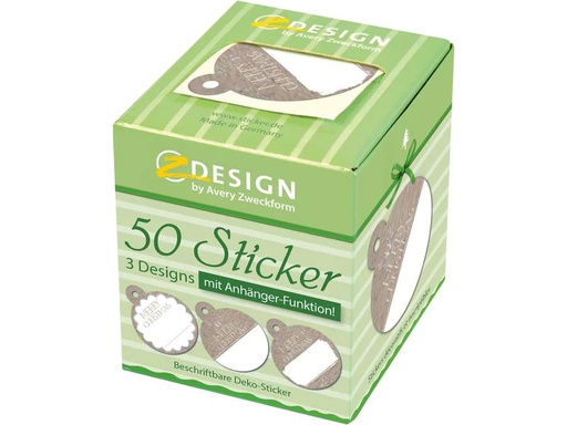 [90198371 1273158] Z-Design Sticker auf Rolle Geschenk 50 Stück Braun/Weiss