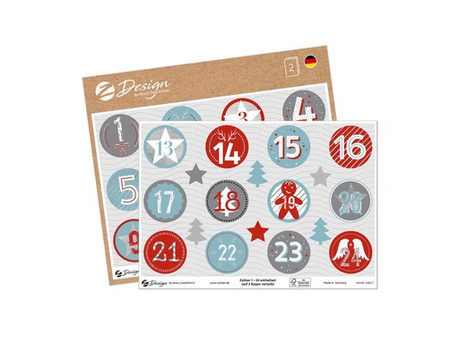 [90198836 1273142] Z-Design Motivsticker Zahlen 1-24 A5 2 Stück Mehrfarbig