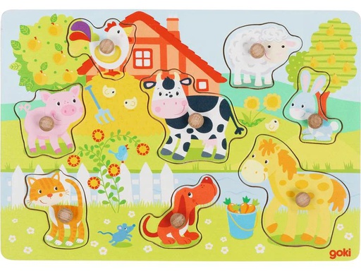 [90198921 1277222] Goki Holzpuzzle Steckpuzzle Bauernhoftiere