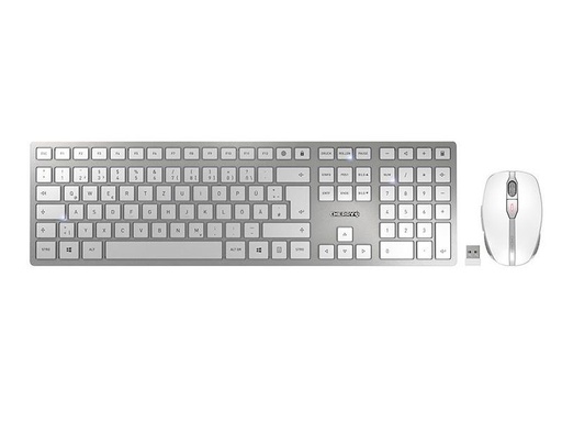[90199452 1274538] Cherry Tastatur-Maus-Set DW 9100 Slim Weiss / Silber