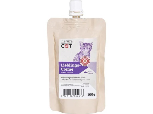 [90199584 1276808] naturaCat Katzen-Snack Lieblingscreme Lachs, 100g