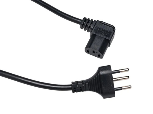 [90199633 1276369] Diggelmann Netzkabel 1 m C13 - T12, seitlich gewinkelt nach rechts