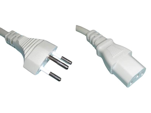 [90199801 1276417] Diggelmann Netzkabel 3 m C13 - T12, Weiss