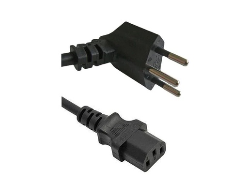 [90199906 1276379] Diggelmann Netzkabel 3 m C13 - T12 90° Winkel, Schwarz