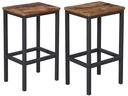 VASAGLE Barhocker eckig, 2er Set 40 x 65 cm, Braun/Schwarz