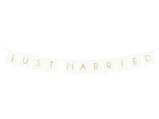 [90201561 1279836] Partydeco Girlande Just Married 15 x 155 cm, Weiss/Gold