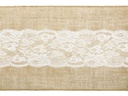 Partydeco Tischläufer Jute mit Spitze 28 cm x 2.75 m, 1 Stück, Braun