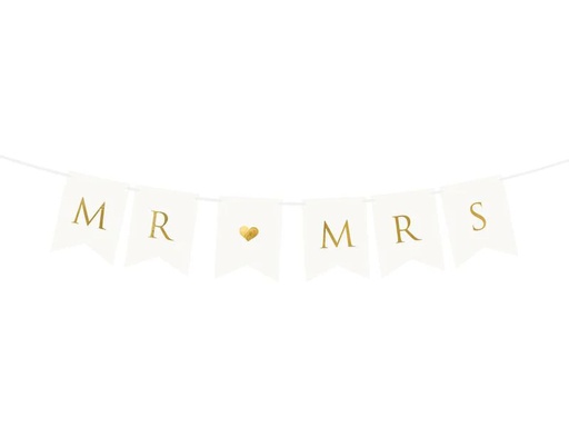 [90201746 1279835] Partydeco Girlande Mr und Mrs 15 x 85 cm, Weiss
