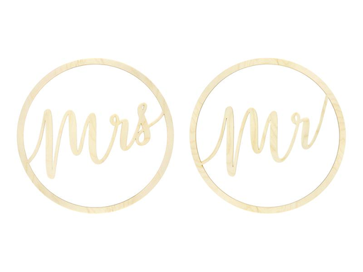 [90202718 1279940] Partydeco Hochzeitsaccessoire Mrs Mr D: 38 cm, 2 Stück, Braun