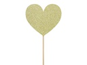 Partydeco Kuchen-Topper Herzen 11 cm, 6 Stück, Gold